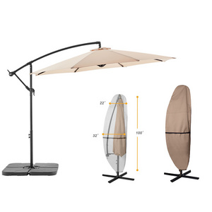 Patio Umbrella Parasol Cover 600D Waterproof Polyester Canvas Outdoor Offset Banana Style Fits Cantilever Umbrella 7.5-11.5 Feet