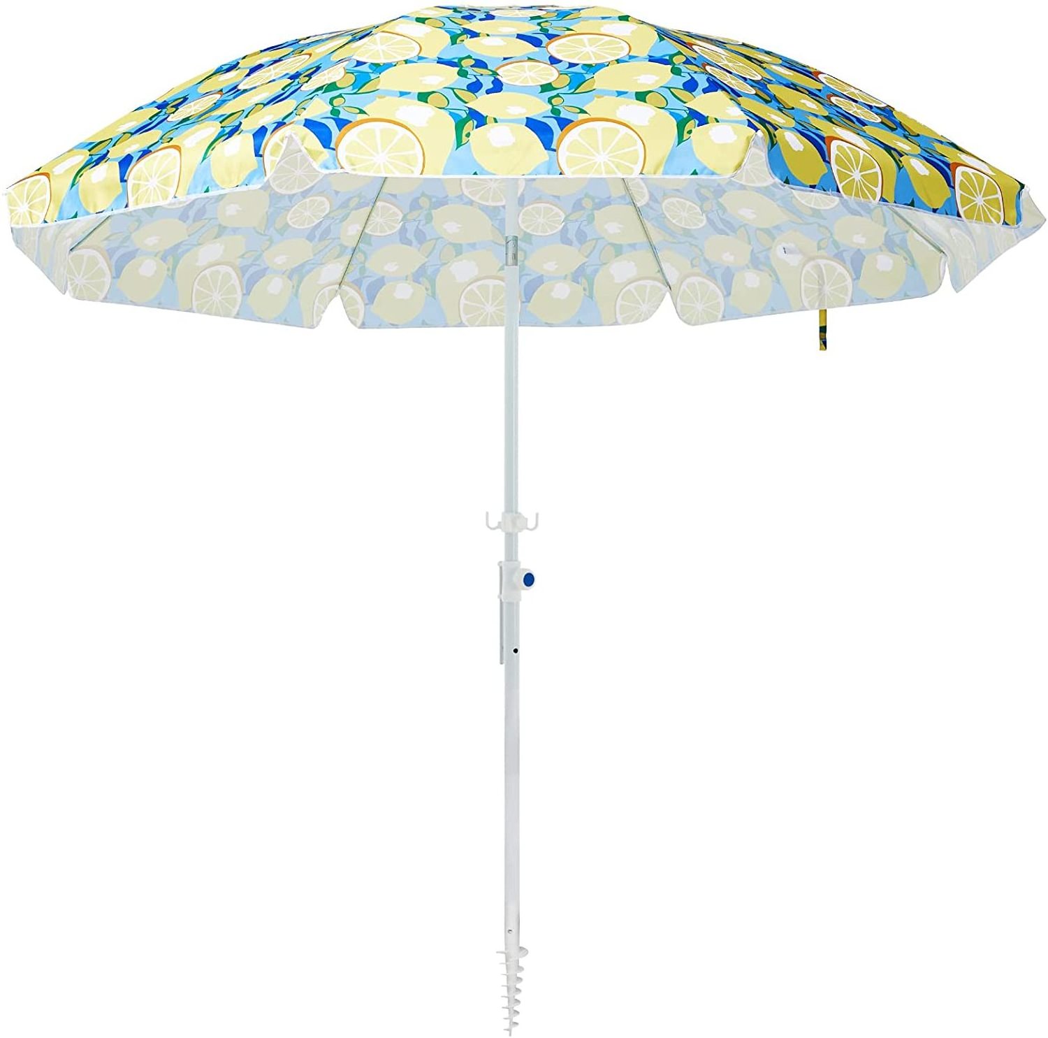 Customized Logo 8ft Outdoor Tilt Beach Umbrella Round Polyester Watermelon Striped Sunshade Parasol Umbrella With Sand Anchors