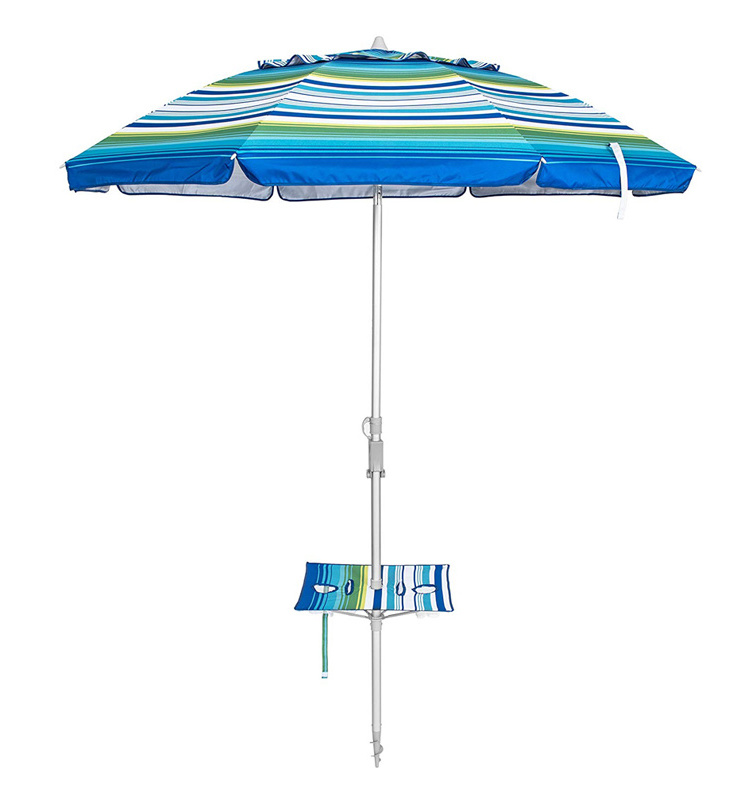 Manufacturing Wholesale 210cm Lightweight Outdoor Windproof UPF 50+ Oxford  Air Vent Sun Beach Umbrella with Foldable Table Tray