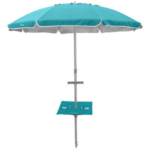 Manufacturing Wholesale 210cm Lightweight Outdoor Windproof UPF 50+ Oxford  Air Vent Sun Beach Umbrella with Foldable Table Tray