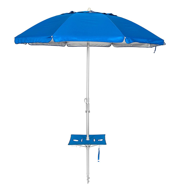 Manufacturing Wholesale 210cm Lightweight Outdoor Windproof UPF 50+ Oxford  Air Vent Sun Beach Umbrella with Foldable Table Tray