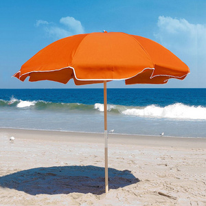 7.5ft Diameter Canopy Outdoor UV Protection Stainless Steel Frame Solid Wooden Pole Commercial Retro Sun Parasols Beach Umbrella