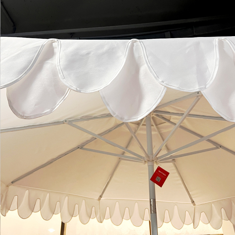 Luxury Big Size Garden Beach Sun Parasol jardin Outdoor Crank Swimming Pool Side Scalloped Valance Patio Umbrella With Tassels