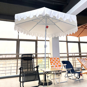 Luxury Big Size Garden Beach Sun Parasol jardin Outdoor Crank Swimming Pool Side Scalloped Valance Patio Umbrella With Tassels