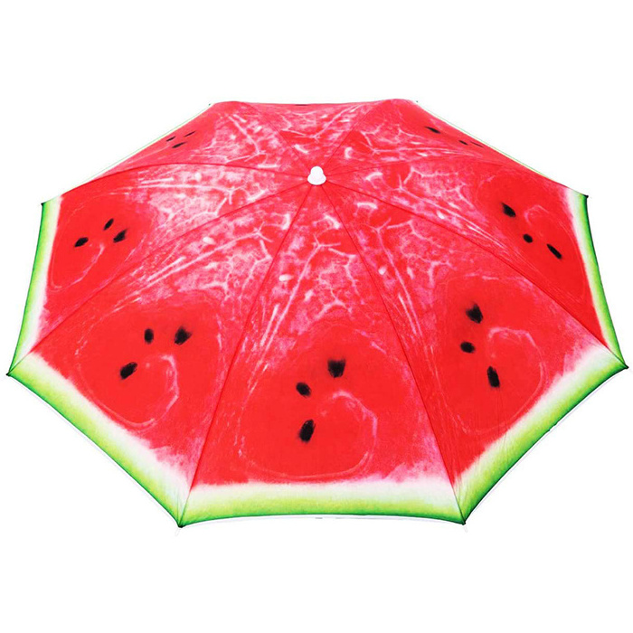 Cheap Lightweight Fiberglass Ribs Watermelon Outdoor Sun Umbrella UV Protection Polyester Fabric Beach Shade Parasols with Tilt