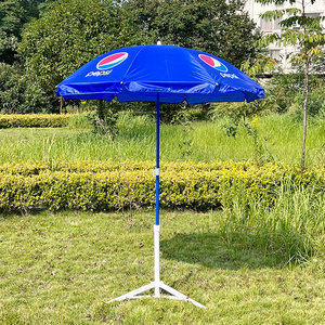 Customized Cheap 1.8m Foldable 2.8mm Steel Ribs 170T Polyester With PVC Coating Pepsi Advertising Beach Umbrella With Logo