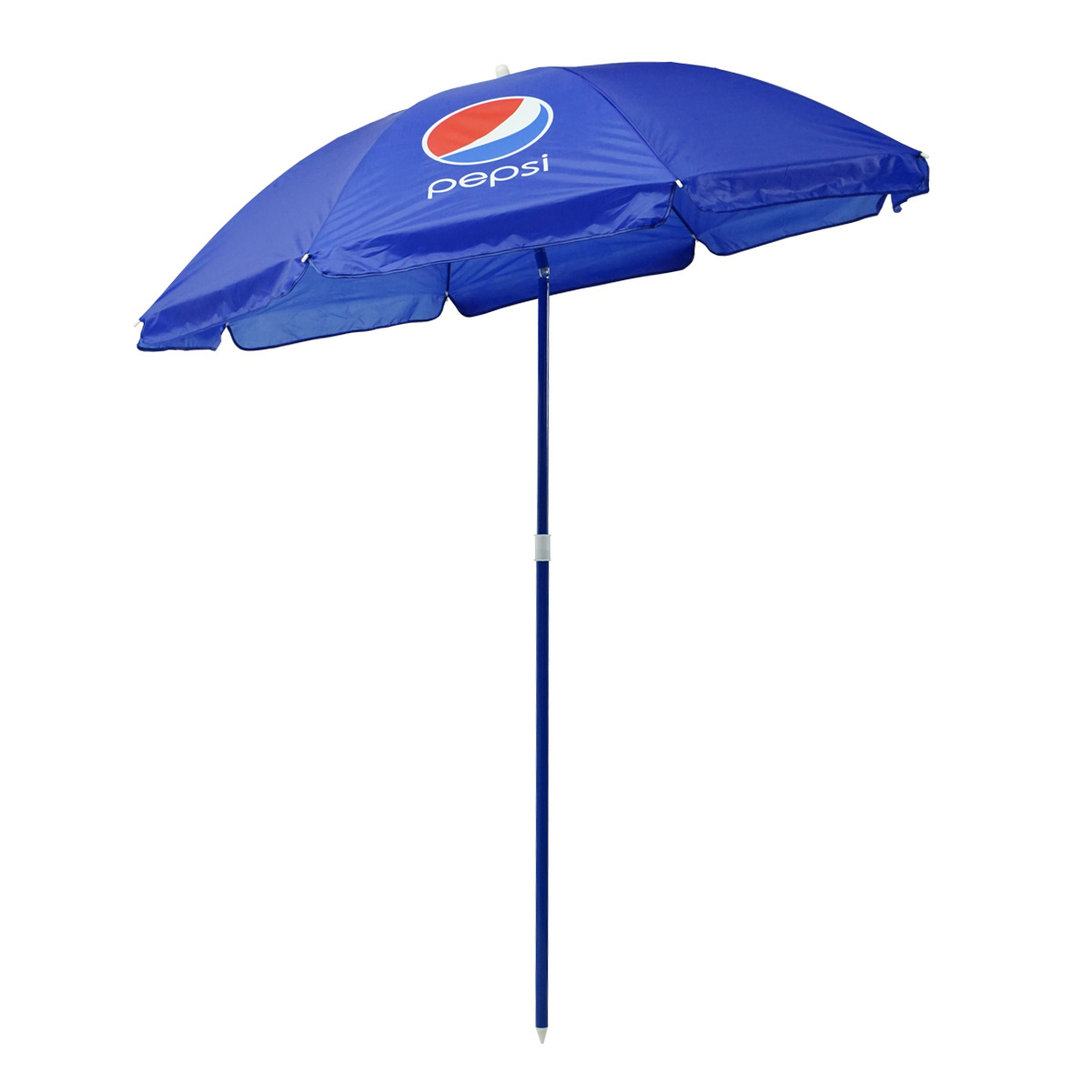 Customized Cheap 1.8m Foldable 2.8mm Steel Ribs 170T Polyester With PVC Coating Pepsi Advertising Beach Umbrella With Logo