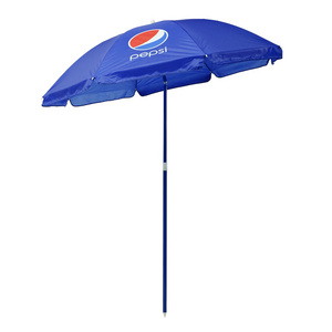 Promotional 6ft Pepsi Printed Steel Frame PVC Outdoor Parasols Custom Logo Branded Commercial Advertising Beach Sun Umbrellas