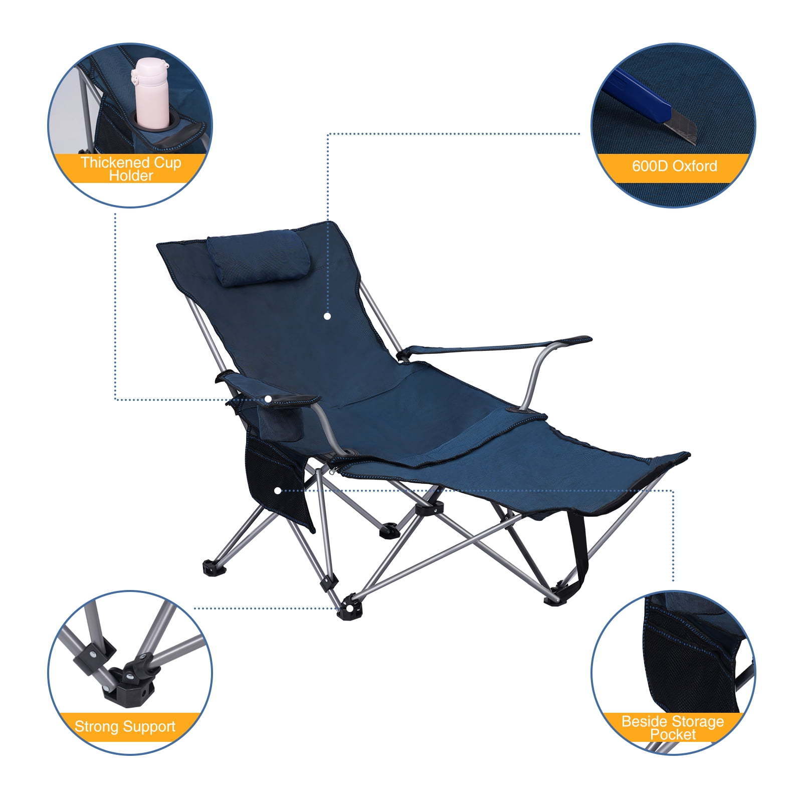 Wholesale Portable 2-in-1 Folding Fishing Metal Recliner Backpack Outdoor Foldable Beach Camping Lounge Chair With Footrest