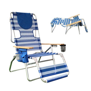 5 Position Face Down Hole Adjustable Heavy-Duty Tanning Chair Folding Portable Beach Bed Sun Lounger Beach Chair With Foot Rest