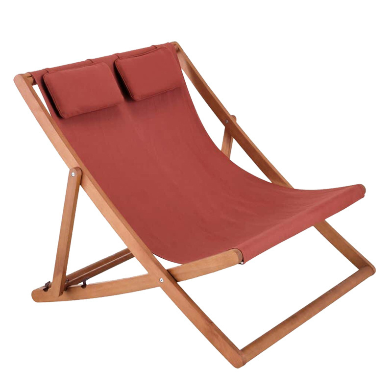 Portable Relax chaise Sea Beach Lounge chairs Modern Leisure Folding Canvas Wooden Double Person Cushions Lawn Sling Deck Chair