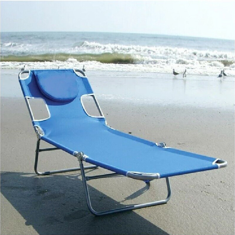 Folding Tanning Beach Lounger with Face Arm Hole Adjustable Backrest Outdoor Sunbathing Sun Bed Lounge Chair for Patio Poolside