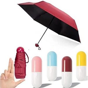 Promotional Custom Logo Print, Cute Ultra Mini Pocket Paraguas Sombrillas Cheap Compact Collapsable 5-folding Capsule Umbrellas/