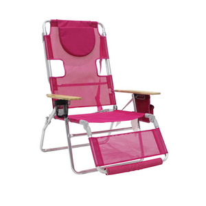 Outdoor Custom Delux Padded 5 Adjustable Positions Patio Sun Bathing Tanning Chair 3-in-1 Beach Lounge Chairs with Face Arm Hole