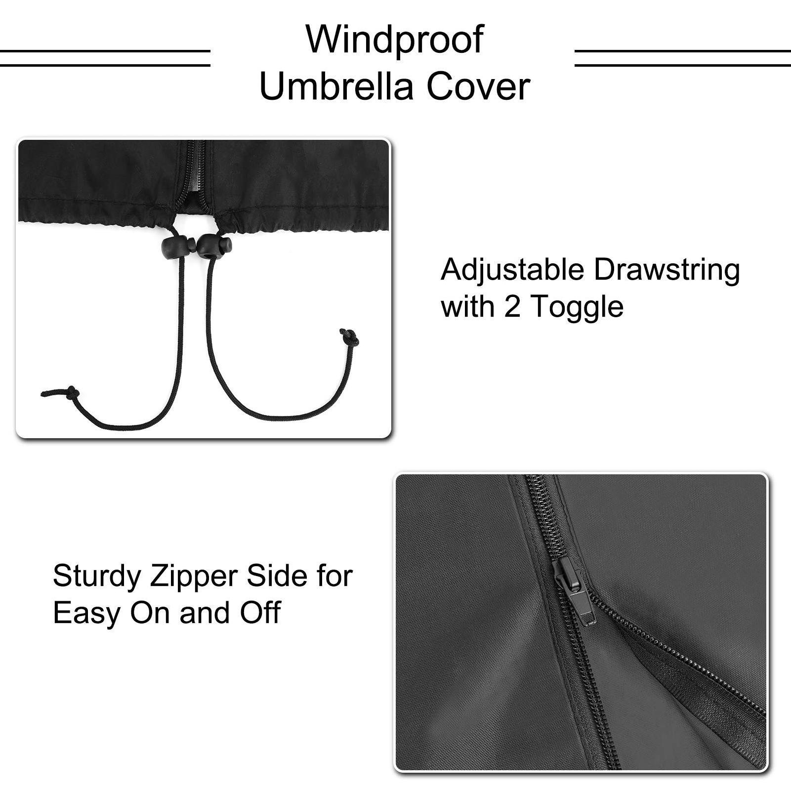 Patio Umbrella Cover Waterproof Umbrella Covers for 7ft to 9ft Outdoor Umbrellas Market Parasol Covers with Push Rod Black