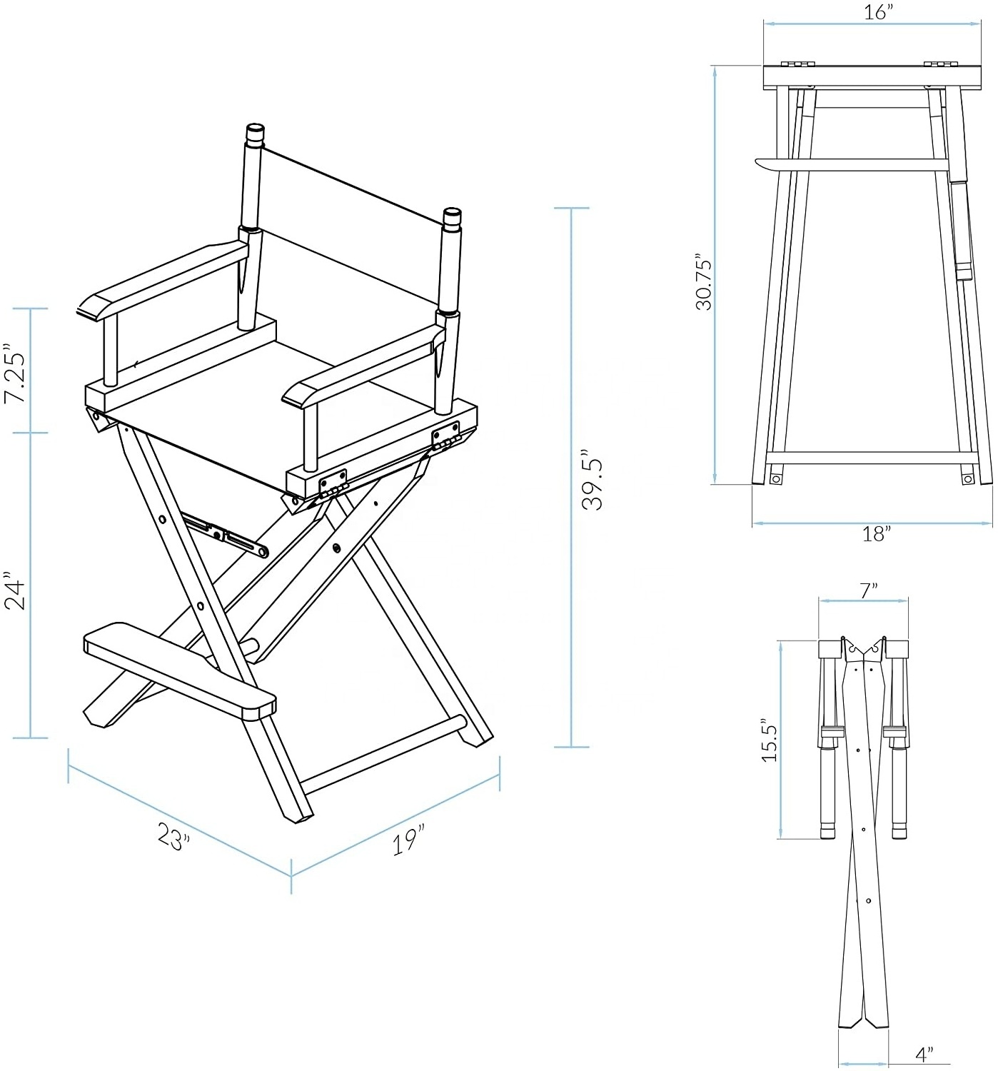 Professional Custom Logo Portable Makeup Artist Adjustable Folding Camping Beach Wooden Aluminum High Seat Tall Director's Chair