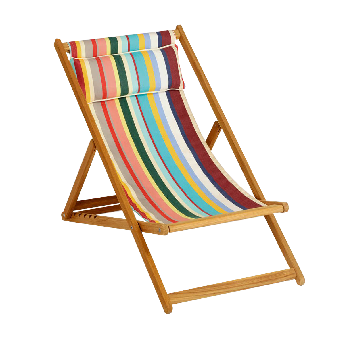 Wholesale Vintage 6 Position Foldable Wooden Frame Relax Lounge For Garden Patio Sunshade Canopy Sling Beach Chair With Footrest