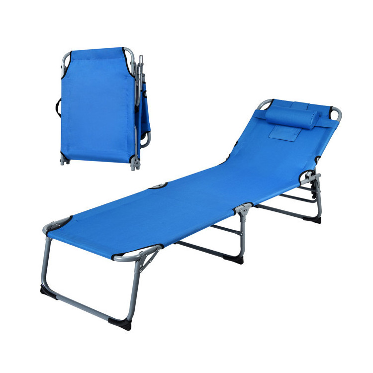 Relax Oxford Adjustable 5 Positions Reclining Lying Sunbathing Foldable Beach Lounge Chair With Face Hole Patio Tanning Chair