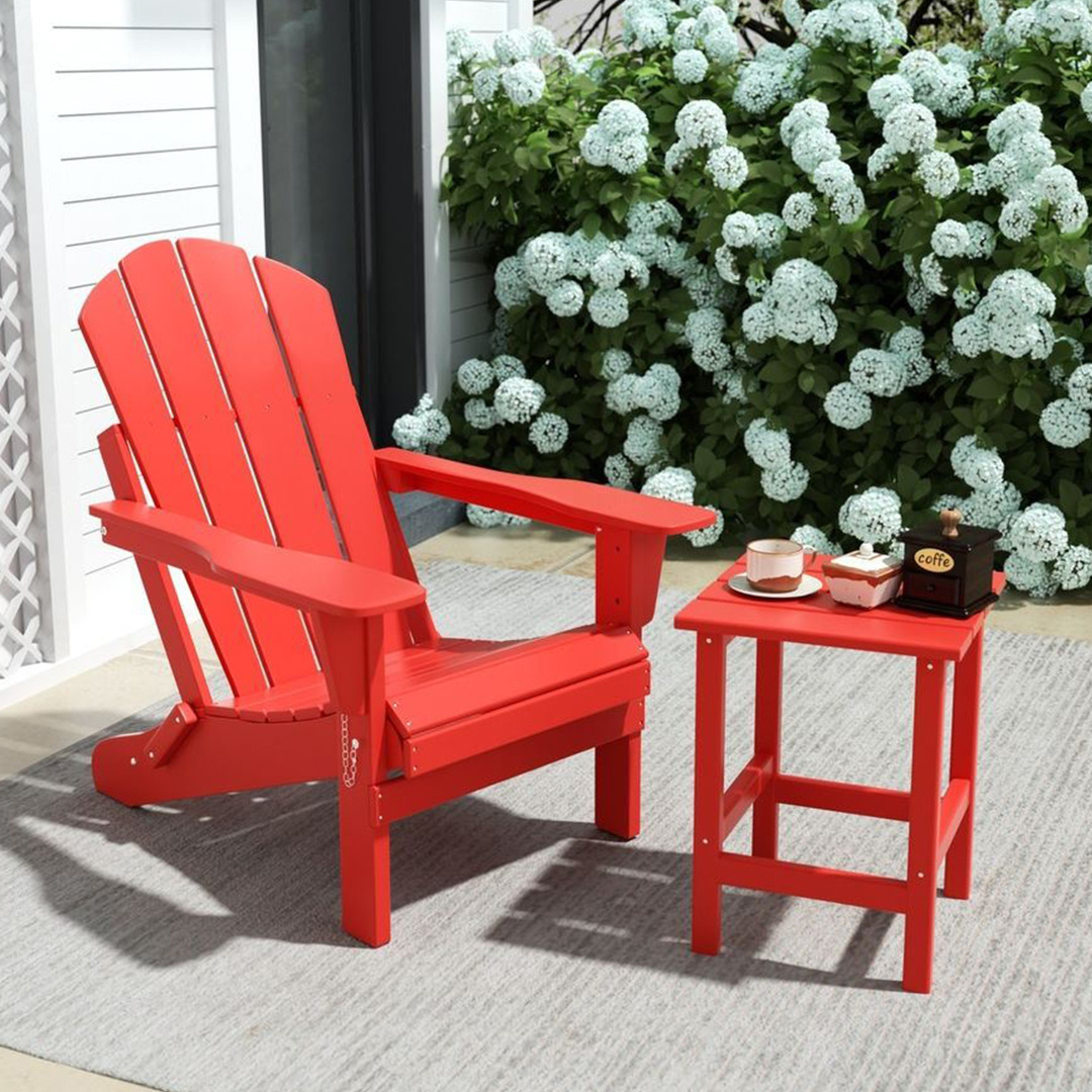 Modern Outdoor Durable Lawn Garden Painted Weather Resistant HDPE Poly Plastic Resin Deck Wood Folding Beach Adirondack Chairs