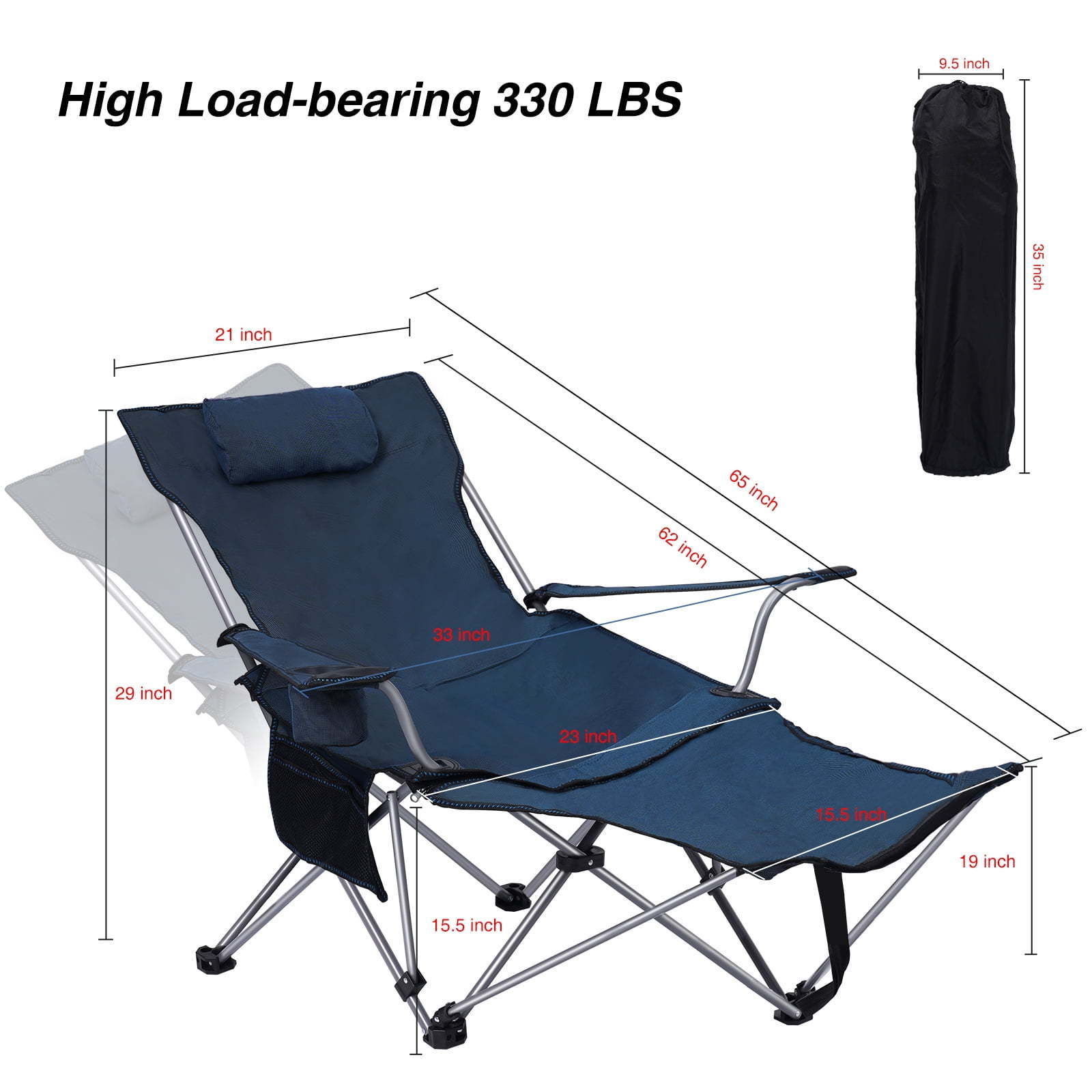 Wholesale Portable 2-in-1 Folding Fishing Metal Recliner Backpack Outdoor Foldable Beach Camping Lounge Chair With Footrest