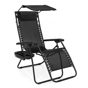 Cheap Lightweight Outdoor Folding Office Reclining Relax Beach Camping Mesh Lounge Recliner Zero Gravity Chair With Canopy Shade