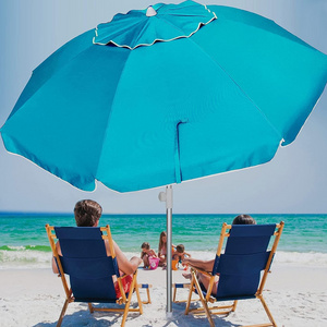 Wholesale Easy Portable Steel Frame Aluminum UV Protection Dia 200cm Canopy Beach Umbrella Parasols With Anchor Drill For Travel