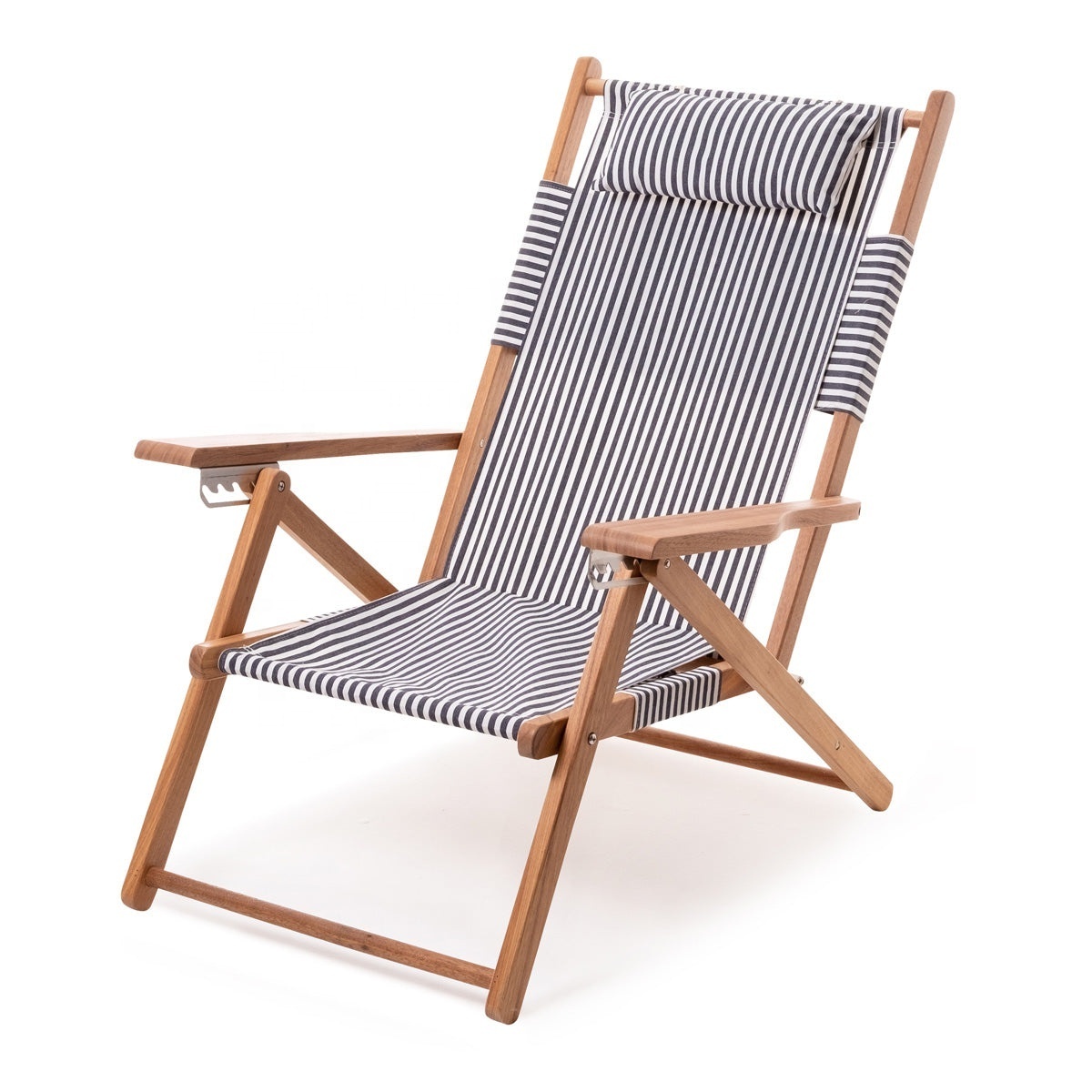 Premium Custom Easy Carry Outdoor Heavy Duty Portable Folding Chaise Teak Wooden Canvas Reclining Sling Beach Lounge Chairs