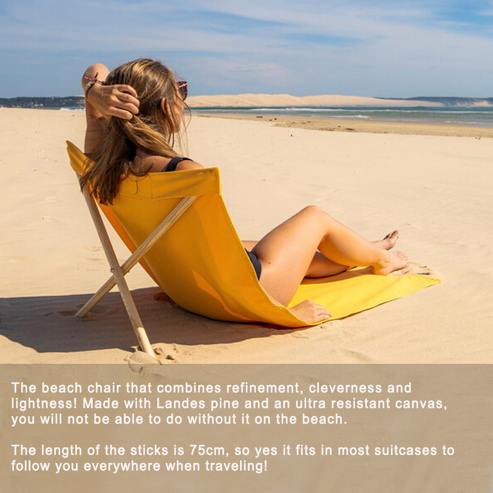 Wholesale New Design Outdoor Portable Sand Proof Cotton Beach Mat Chair Folding Wooden Pole Low Seat Sun Beds Beach Lounger Char