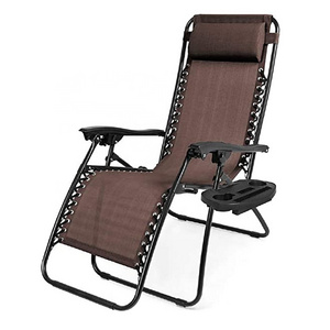 Cheap Outdoor Camping Lightweight Foldable Adjustable Steel Mesh Relax Office Zero Gravity Lounge Chair Recliner With Cup Holder