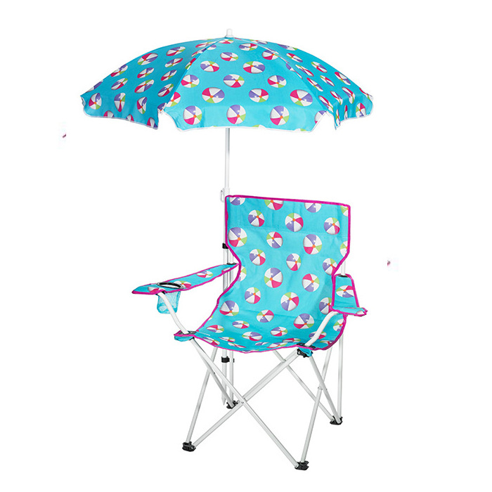 Wholesale Outdoor Fishing Camping Foldable Aluminum Kids Picnic Beach Chair With Adjustable Clamp Umbrella Shade For Children