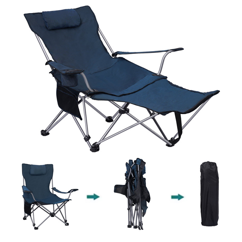 Wholesale Portable 2-in-1 Folding Fishing Metal Recliner Backpack Outdoor Foldable Beach Camping Lounge Chair With Footrest