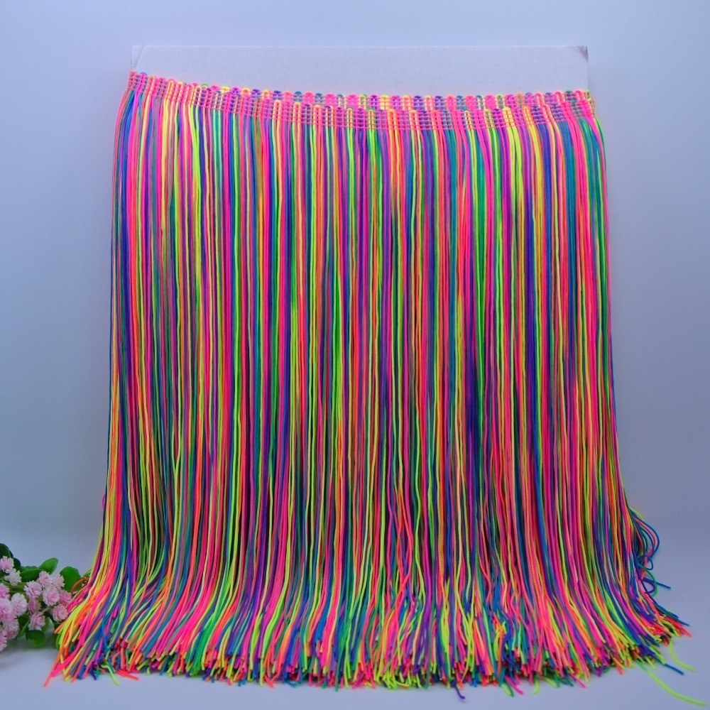 Wholesale High Quality 12Inch 30CM Nylon Double Thread Lace Tassel Fringe Fabric for Dress