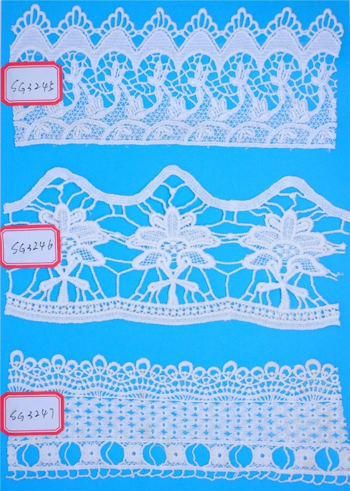 Latest Swiss Voile Lace African Cotton Lace Water Soluble Cotton Embroidery Lace For Dress/Hometextiles