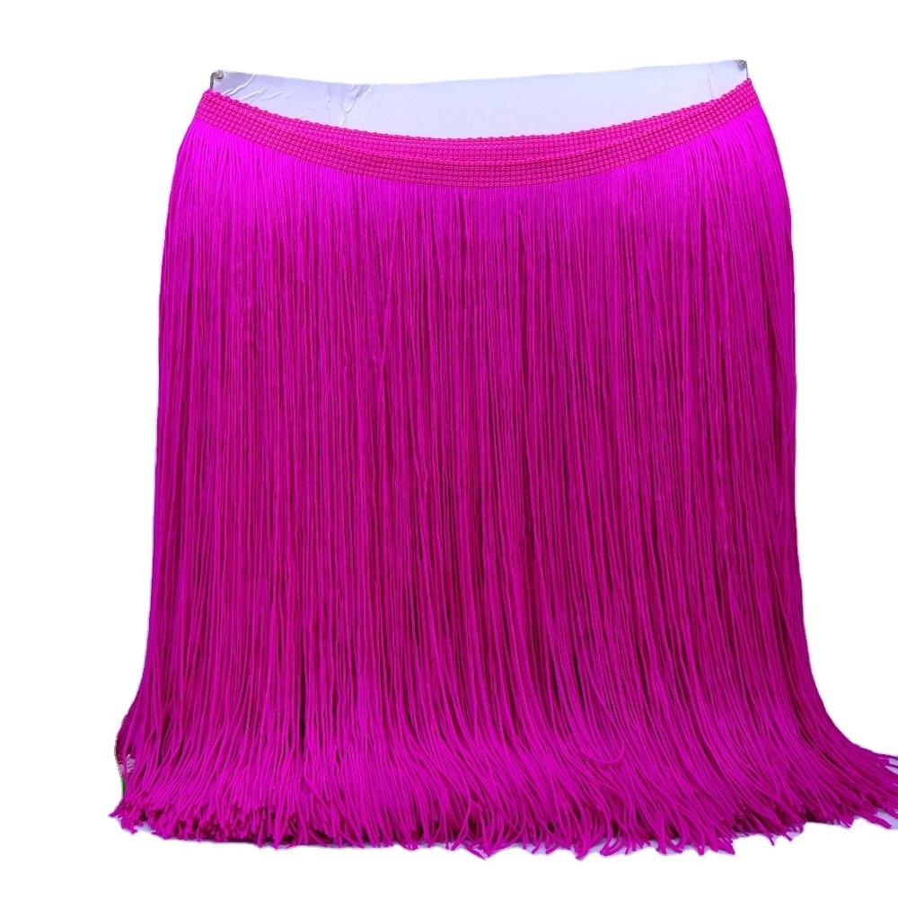 Wholesale High Quality 12Inch 30CM Nylon Double Thread Lace Tassel Fringe Fabric for Dress