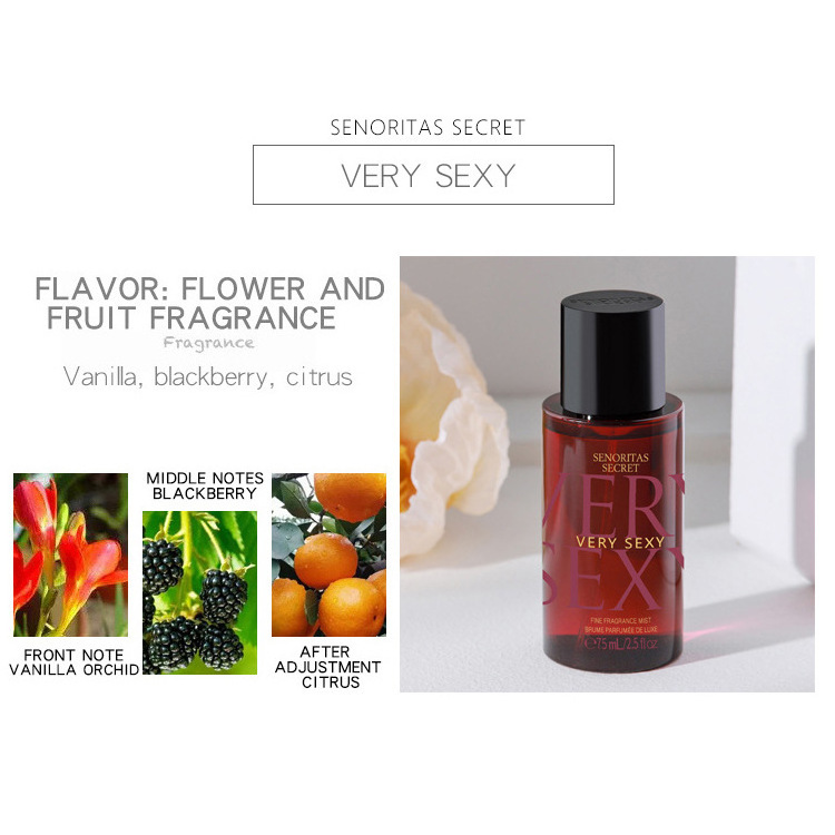 Women SENORITAS SECRET Victoria Style Body Spray Perfume Women Long-lasting Flower And Fruit Fragrance Light Fragrance Perfume