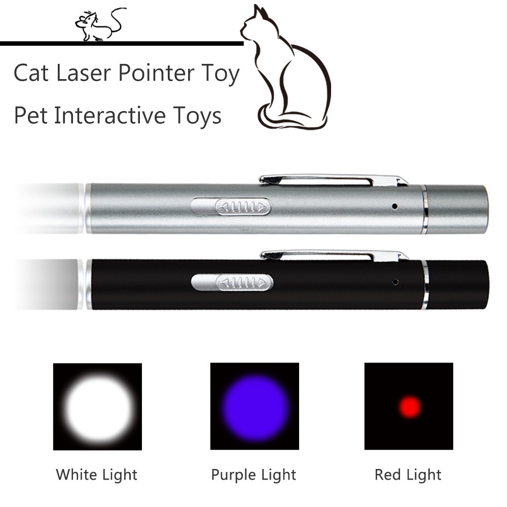 Interactive Laser Pointer Cat Toys for Indoor Cats Laser Lighting Red Infrared Purple Light Pet Stains Detector UV Light