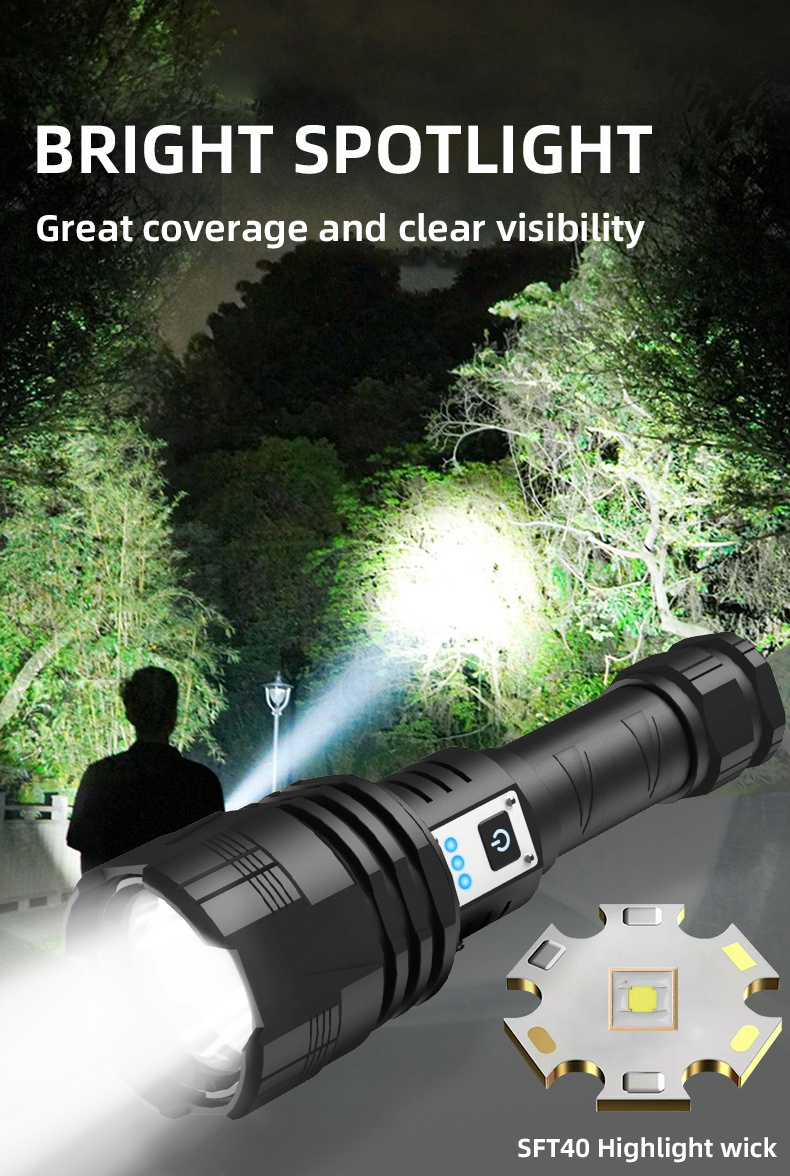 Powerful Spotlight Heavy Duty Torch 2KM Long Range Beam High Power Rechargeable Hunting Flashlight 10000 Lumen