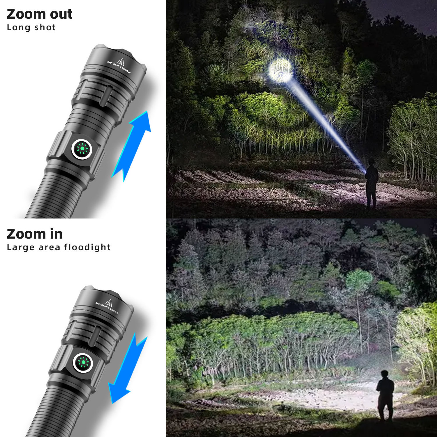 Powerful High power Outdoor 3 mode 1500m gun breech white lazer light rechargeable USB-C led torch tactical light flashlights