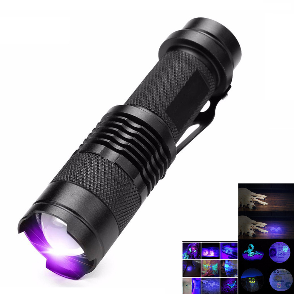 Flashlight SK68 Aluminum Zoom 395nm LED Urine Scorpion Detector UV Banknote Detector Flashlight