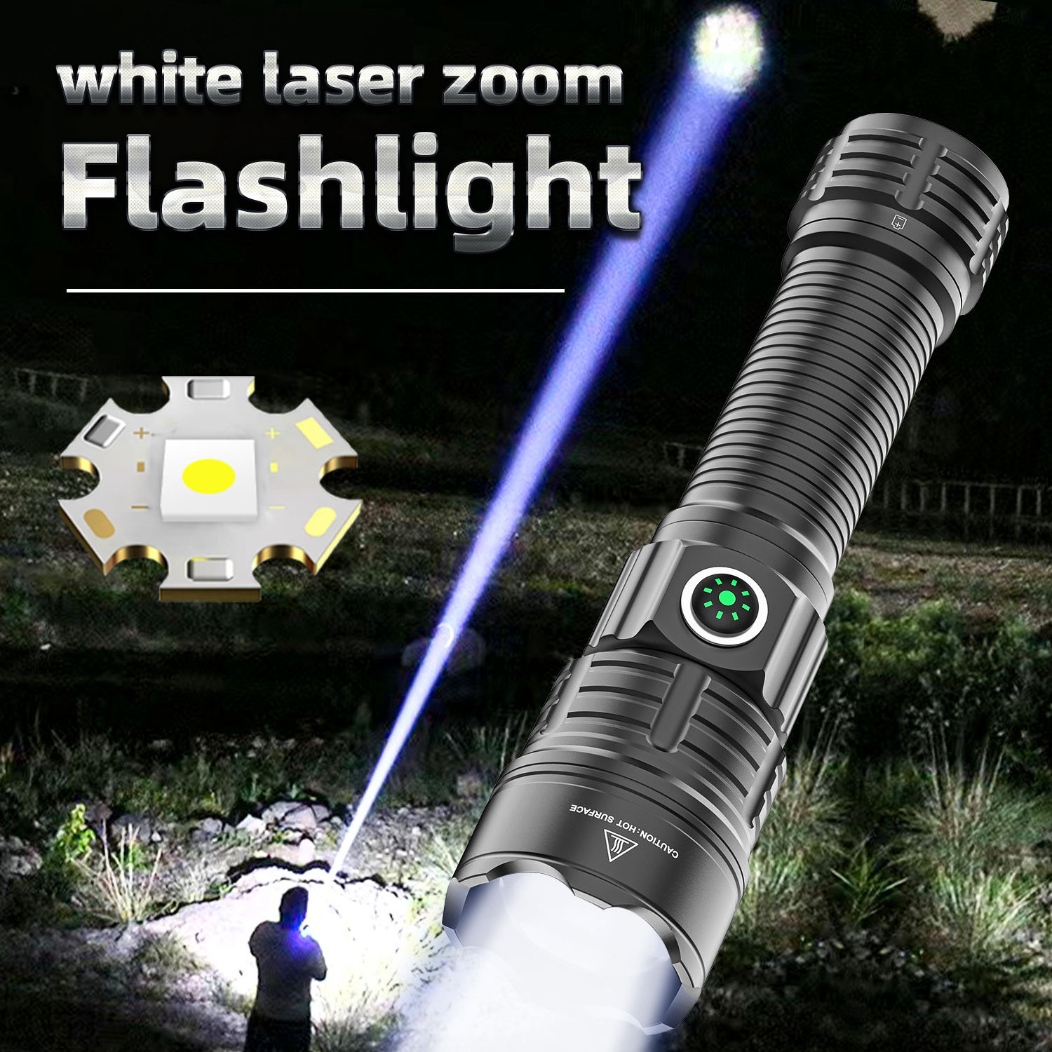 Black Rechargeable Battery Strong 20000 Flashlight 90000 Lumens