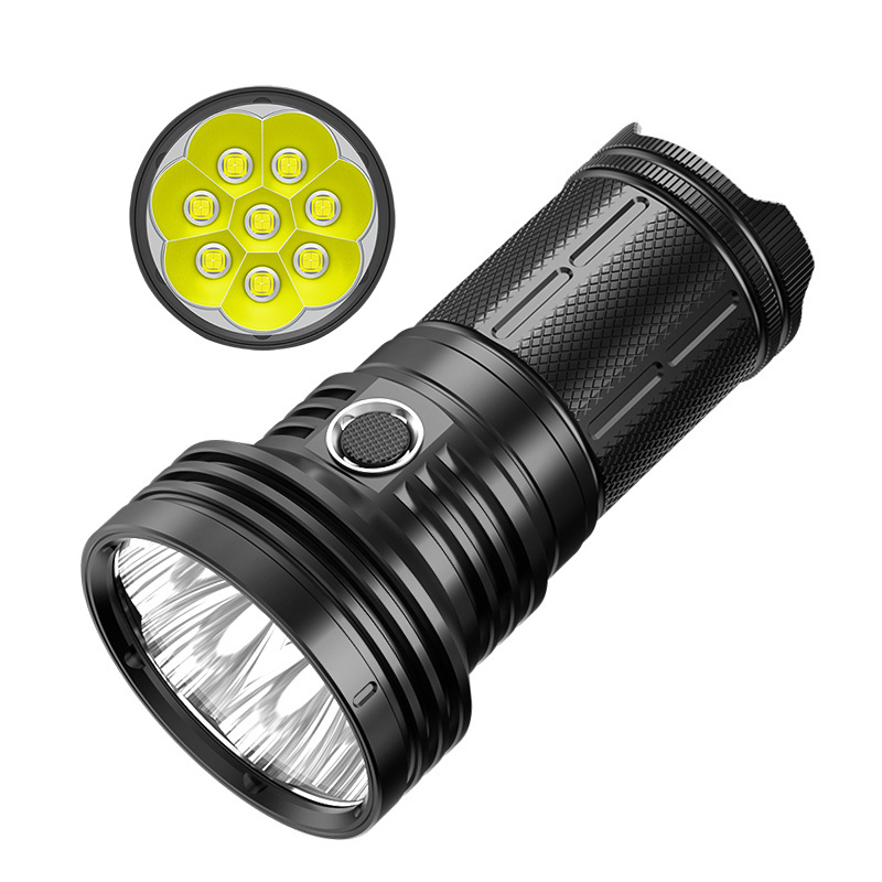 Outdoor 8pcs LED p70 strong light flashlight USB charging high-power patrol LED flashlight 45000 lumens With 10400mAh battery