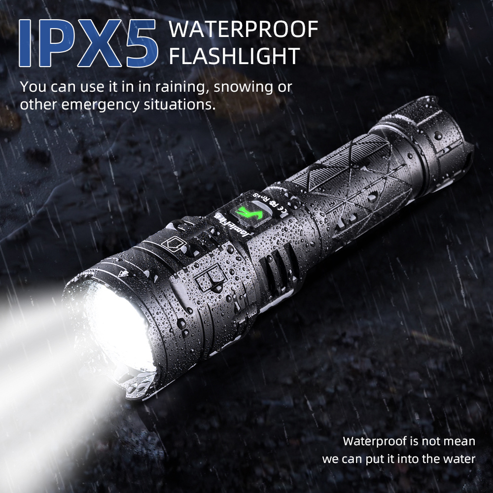 Hot Sale XHP160 Super Bright Flashlight 4000 Lumens USB Rechargeable Zoom Flashlight Waterproof Tactical 16-cell LED Flashlight