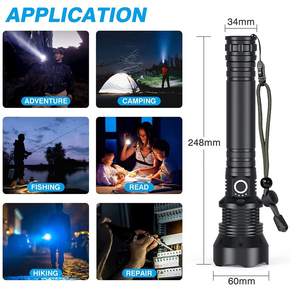 Best selling retractable zoom high 3000 lumens LED flashlight portable high power USB rechargeable LED tactical flashlight XHP70