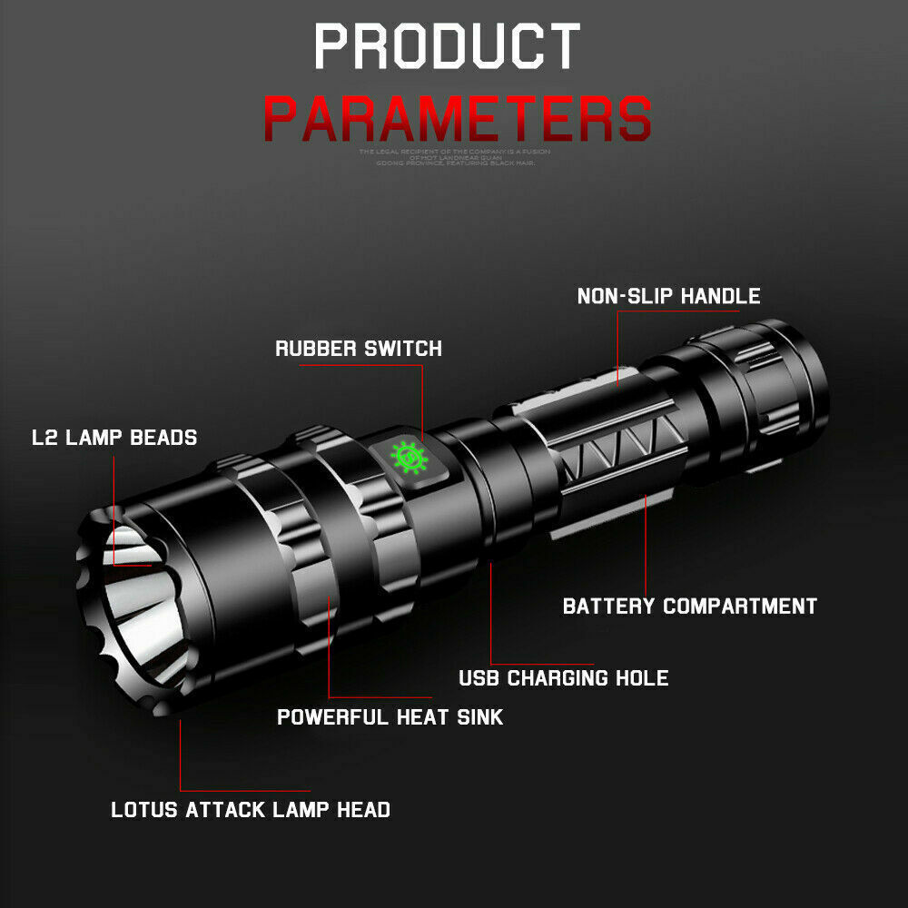 Super Bright XML-L2 High power Rechargeable hunting lantern Long Range Torch Light waterproof Micro USB Tactical Flashlight