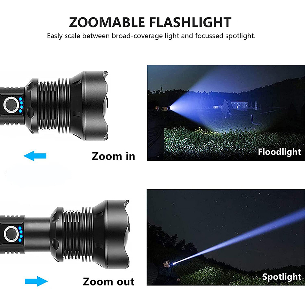 Best selling retractable zoom high 3000 lumens LED flashlight portable high power USB rechargeable LED tactical flashlight XHP70