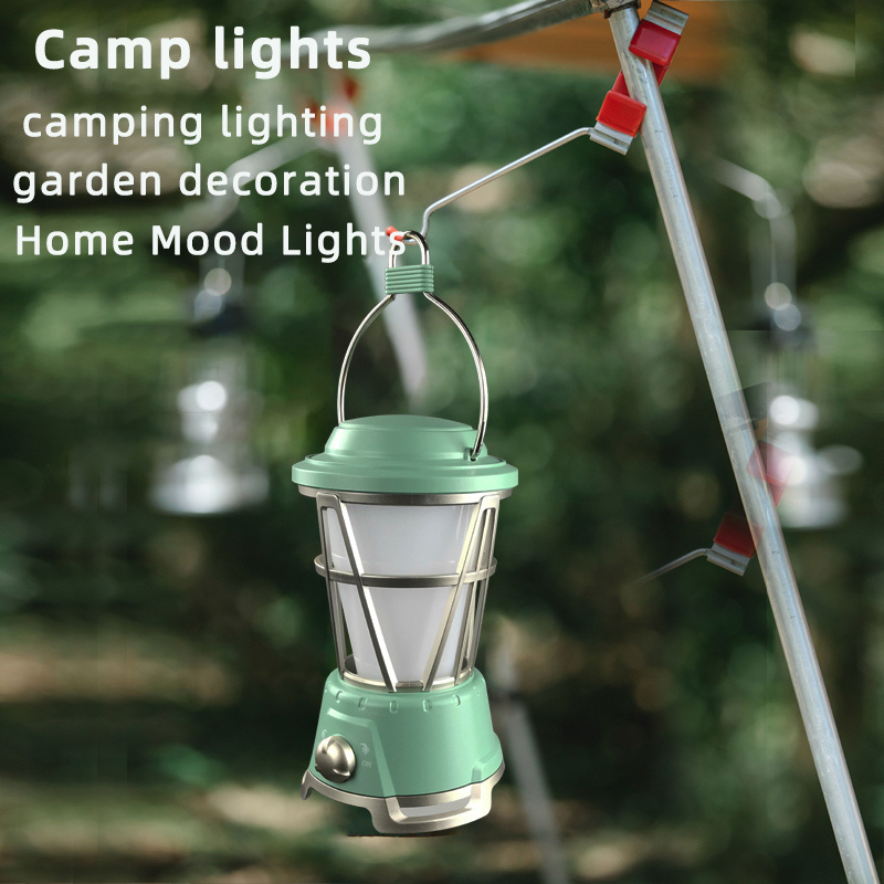 Portable solar Rechargeable Switch Tent Light LED Mini Camping Lantern for Emergency li-ion Battery Outdoor Lamp Flame Lights