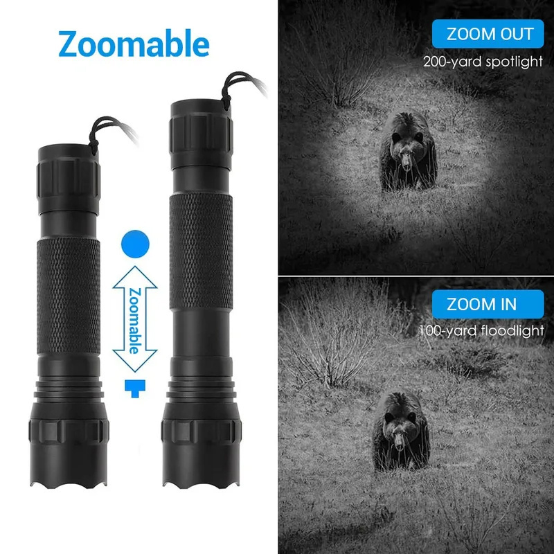 Newest Unique 850nm Long range red led laser 940 flashlight IR illuminator High power Tactical Zoom Flashlight 18650 battery