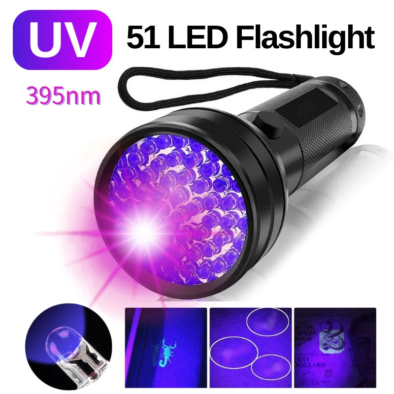 UV Torch Flash Light Black Light 21 51 100LED UV Flashlight for Dogs Urine Detector for Dry Stains and Scorpion Hunting