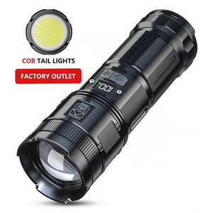 3500lm P90 Multifunction Waterproof Dimming Light Flashlight Rechargeable Handheld Led Flashlight with 800 Lumens COB Work Light