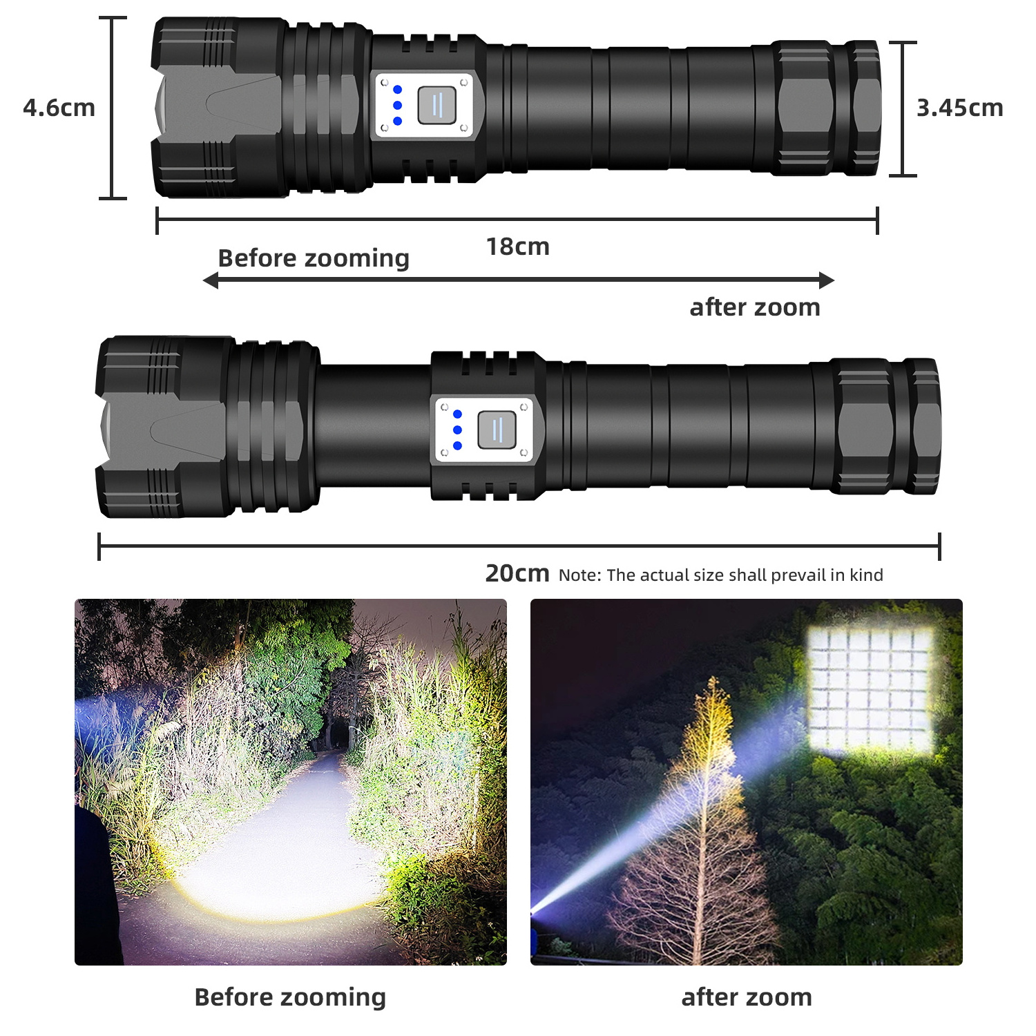 Rechargeable 100000 Lumen Waterproof LED Flashlight 36*LED Light Beads most strongest flashlight with highest lumens combination